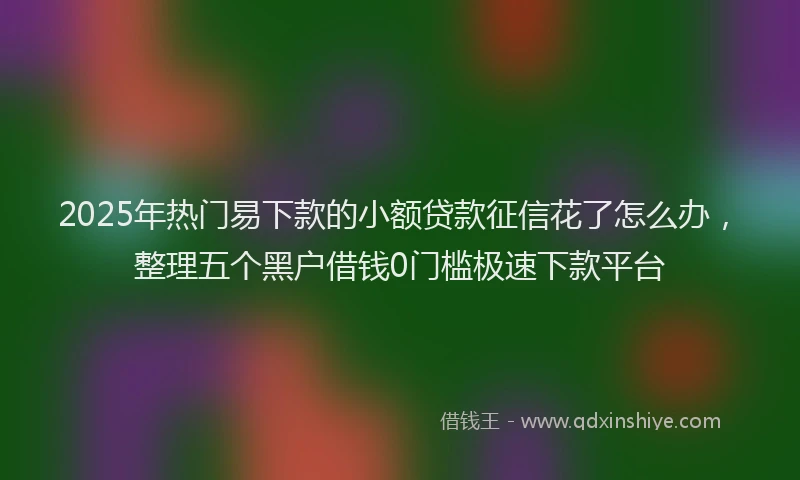2025年热门易下款的小额贷款征信花了怎么办，整理五个黑户借钱0门槛极速下款平台