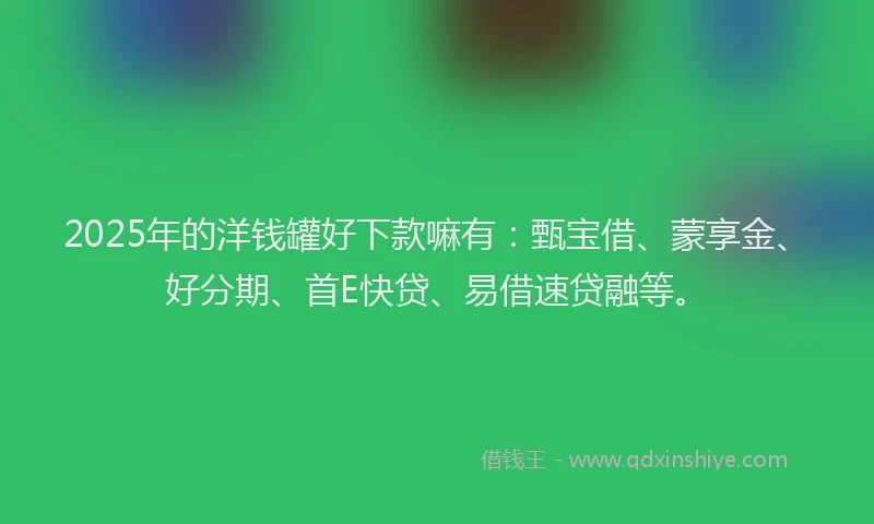 2025年的洋钱罐好下款嘛有：甄宝借、蒙享金、好分期、首E快贷、易借速贷融等。