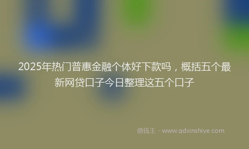 2025年热门普惠金融个体好下款吗，概括五个最新网贷口子今日整理这五个口子