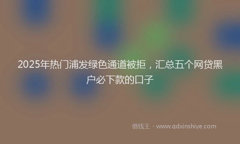 2025年热门浦发绿色通道被拒，汇总五个网贷黑户必下款的口子
