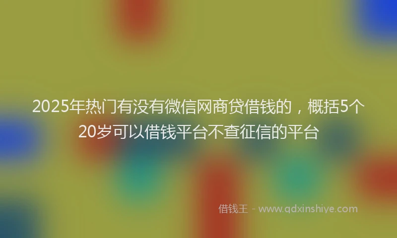 2025年热门有没有微信网商贷借钱的，概括5个20岁可以借钱平台不查征信的平台