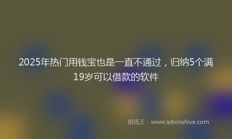 2025年热门用钱宝也是一直不通过，归纳5个满19岁可以借款的软件