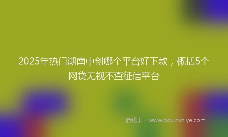 2025年热门湖南中创哪个平台好下款，概括5个网贷无视不查征信平台