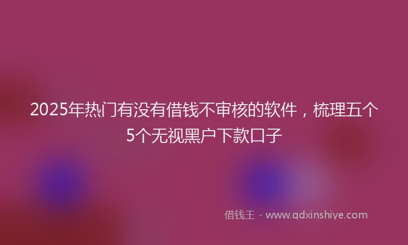 2025年热门有没有借钱不审核的软件，梳理五个5个无视黑户下款口子