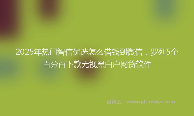 2025年热门智信优选怎么借钱到微信，罗列5个百分百下款无视黑白户网贷软件