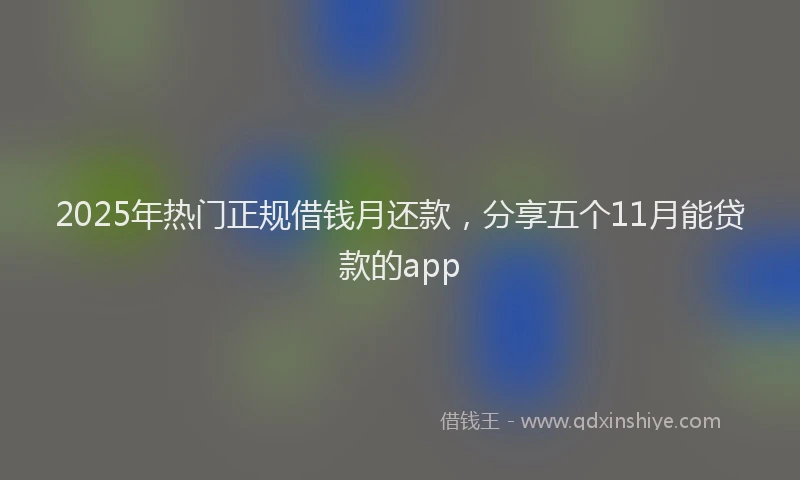2025年热门正规借钱月还款，分享五个11月能贷款的app