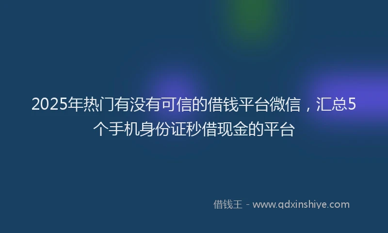 2025年热门有没有可信的借钱平台微信，汇总5个手机身份证秒借现金的平台