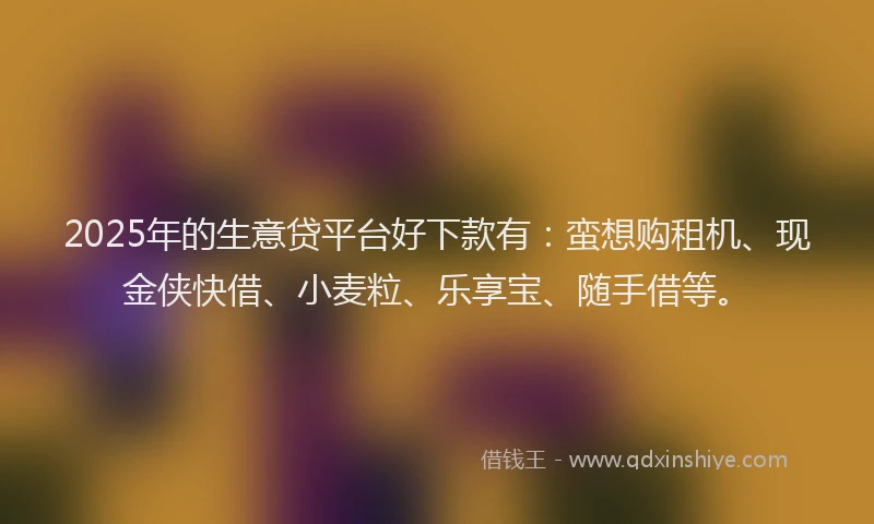 2025年的生意贷平台好下款有：蛮想购租机、现金侠快借、小麦粒、乐享宝、随手借等。