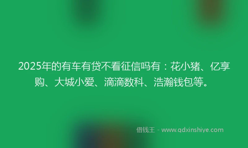 2025年的有车有贷不看征信吗有：花小猪、亿享购、大城小爱、滴滴数科、浩瀚钱包等。