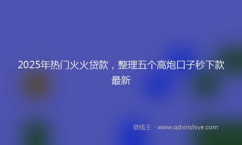 2025年热门火火贷款，整理五个高炮口子秒下款最新
