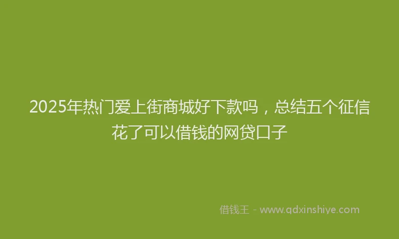 2025年热门爱上街商城好下款吗，总结五个征信花了可以借钱的网贷口子