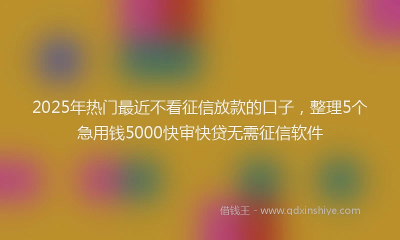 2025年热门最近不看征信放款的口子，整理5个急用钱5000快审快贷无需征信软件