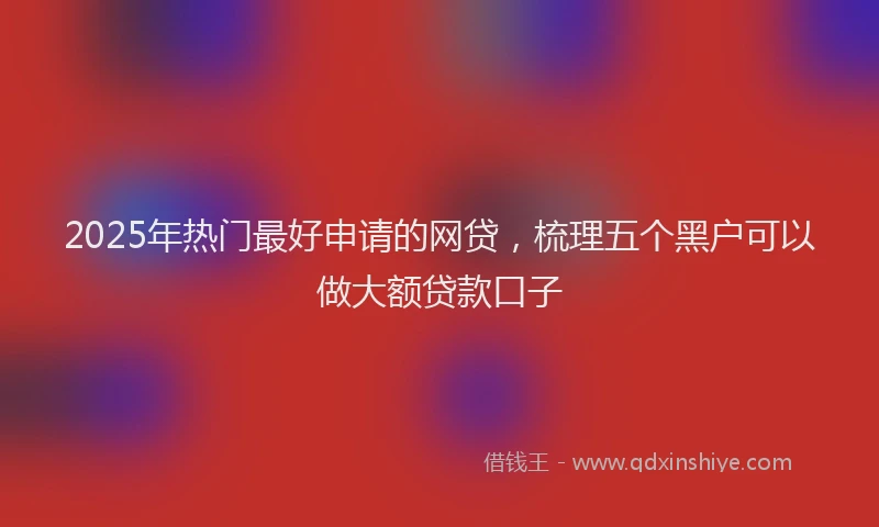 2025年热门最好申请的网贷，梳理五个黑户可以做大额贷款口子
