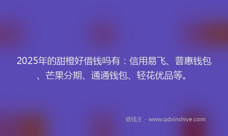 2025年的甜橙好借钱吗有：信用易飞、普惠钱包、芒果分期、通通钱包、轻花优品等。