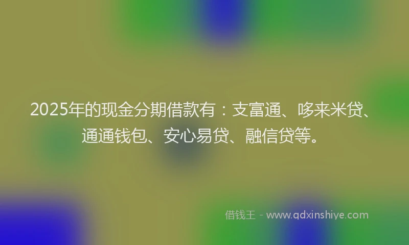 2025年的现金分期借款有：支富通、哆来米贷、通通钱包、安心易贷、融信贷等。