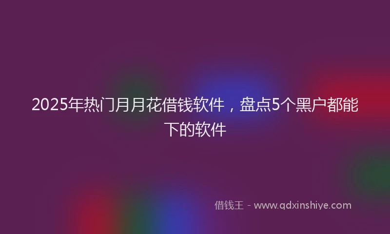 2025年热门月月花借钱软件，盘点5个黑户都能下的软件