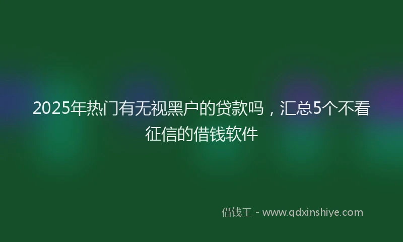 2025年热门有无视黑户的贷款吗，汇总5个不看征信的借钱软件