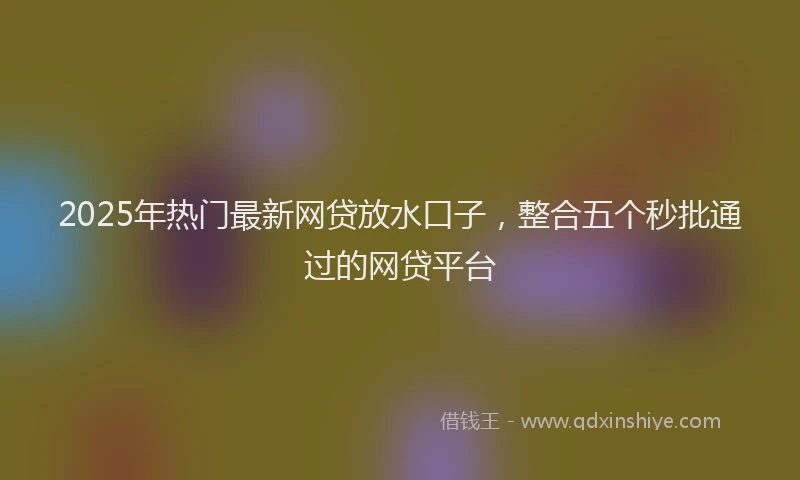 2025年热门最新网贷放水口子，整合五个秒批通过的网贷平台