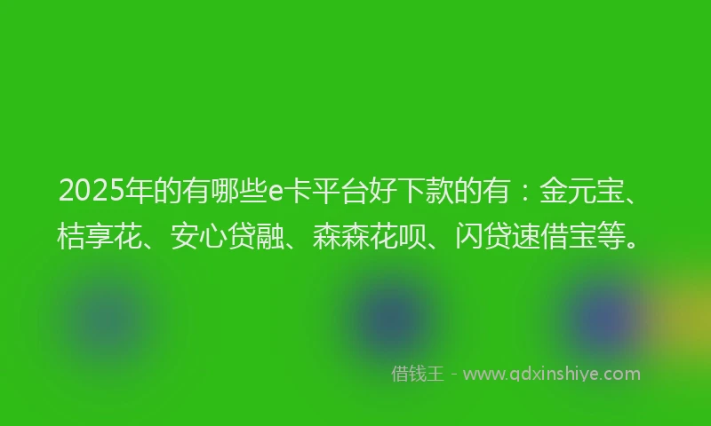 2025年的有哪些e卡平台好下款的有：金元宝、桔享花、安心贷融、森森花呗、闪贷速借宝等。