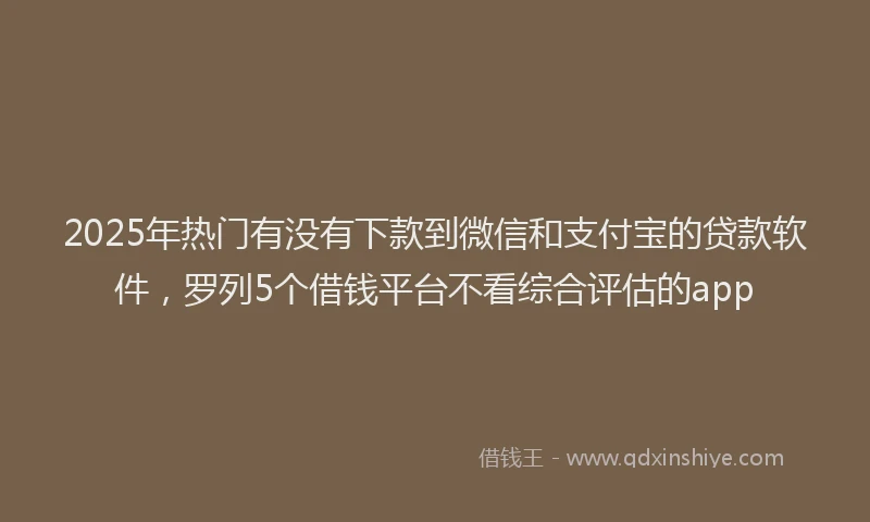 2025年热门有没有下款到微信和支付宝的贷款软件，罗列5个借钱平台不看综合评估的app