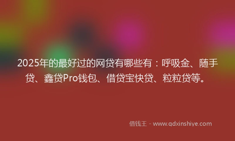2025年的最好过的网贷有哪些有：呼吸金、随手贷、鑫贷Pro钱包、借贷宝快贷、粒粒贷等。