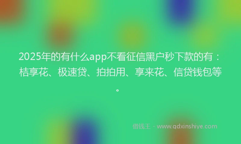 2025年的有什么app不看征信黑户秒下款的有：桔享花、极速贷、拍拍用、享来花、信贷钱包等。