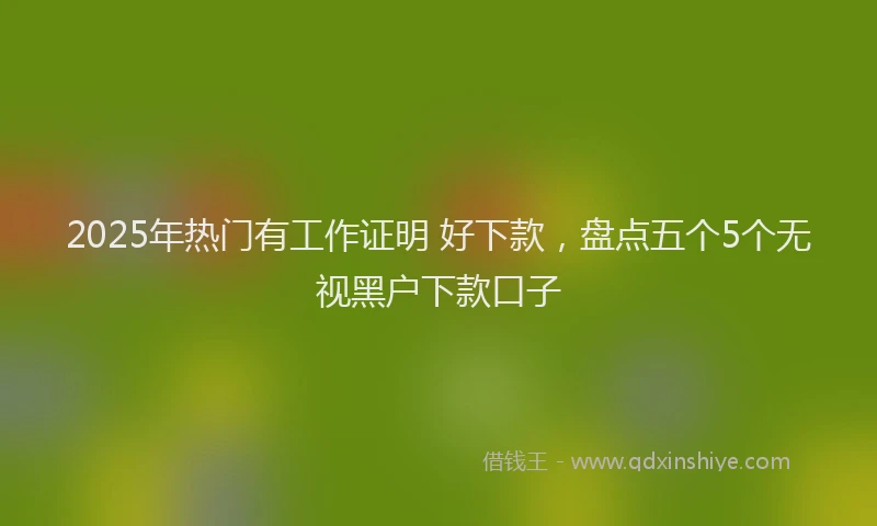 2025年热门有工作证明 好下款，盘点五个5个无视黑户下款口子