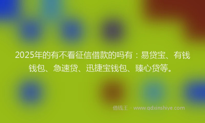 2025年的有不看征信借款的吗有：易贷宝、有钱钱包、急速贷、迅捷宝钱包、臻心贷等。