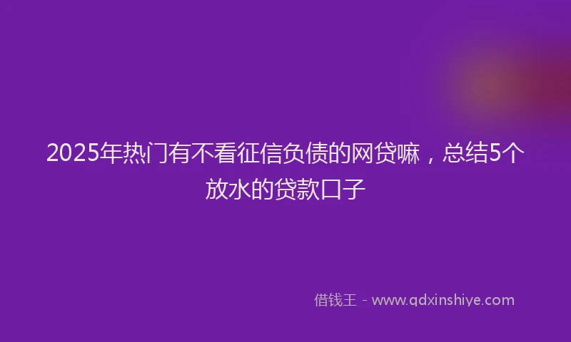 2025年热门有不看征信负债的网贷嘛，总结5个放水的贷款口子