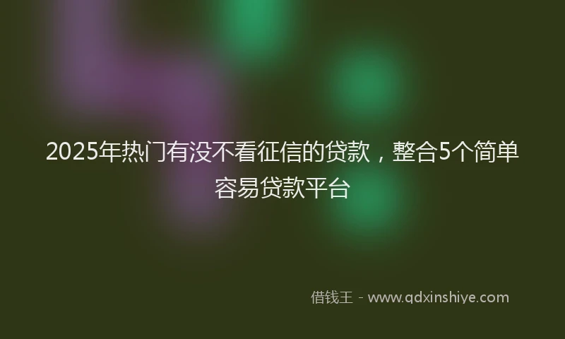 2025年热门有没不看征信的贷款，整合5个简单容易贷款平台