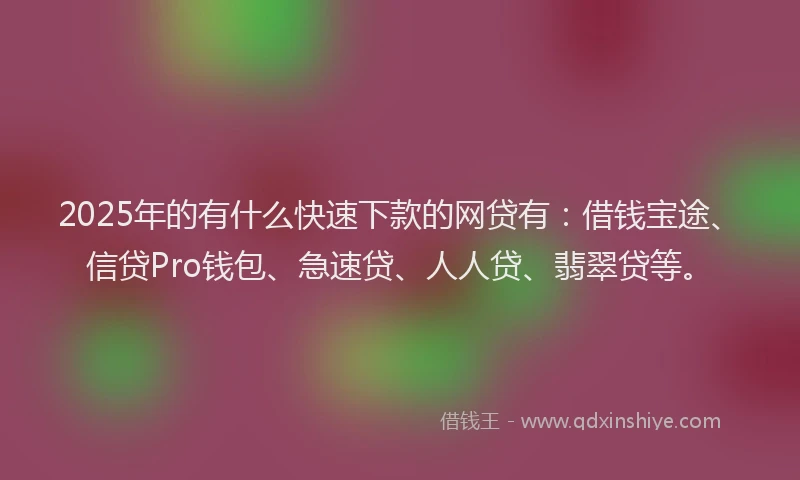 2025年的有什么快速下款的网贷有：借钱宝途、信贷Pro钱包、急速贷、人人贷、翡翠贷等。