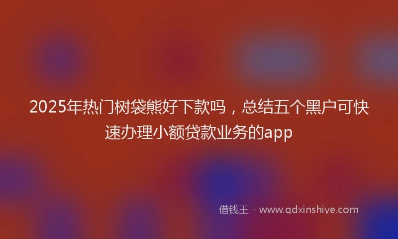 2025年热门树袋熊好下款吗，总结五个黑户可快速办理小额贷款业务的app