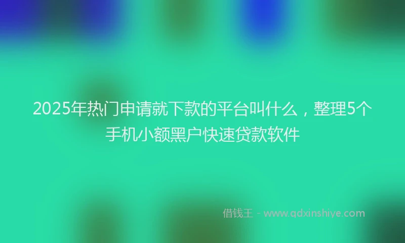 2025年热门申请就下款的平台叫什么，整理5个手机小额黑户快速贷款软件
