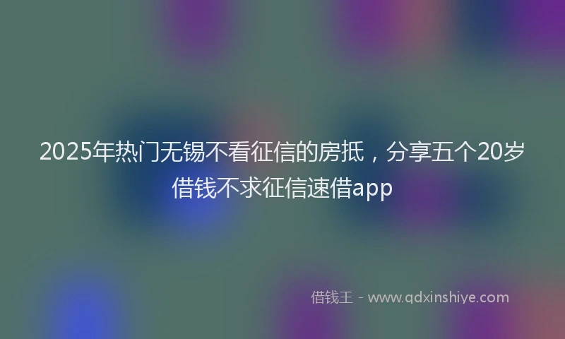 2025年热门无锡不看征信的房抵，分享五个20岁借钱不求征信速借app