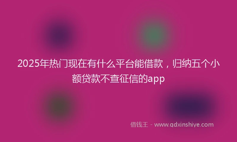 2025年热门现在有什么平台能借款，归纳五个小额贷款不查征信的app