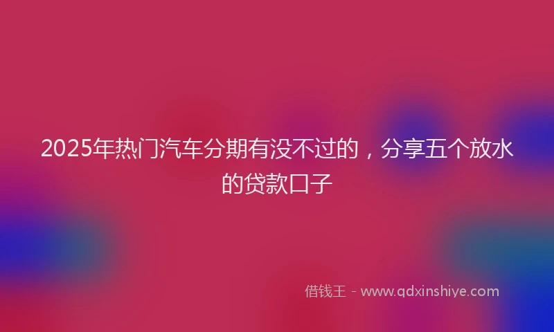2025年热门汽车分期有没不过的，分享五个放水的贷款口子