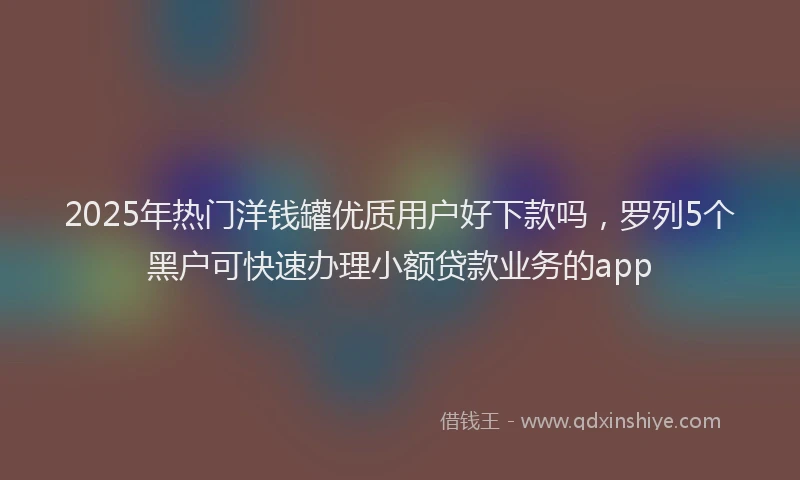 2025年热门洋钱罐优质用户好下款吗，罗列5个黑户可快速办理小额贷款业务的app
