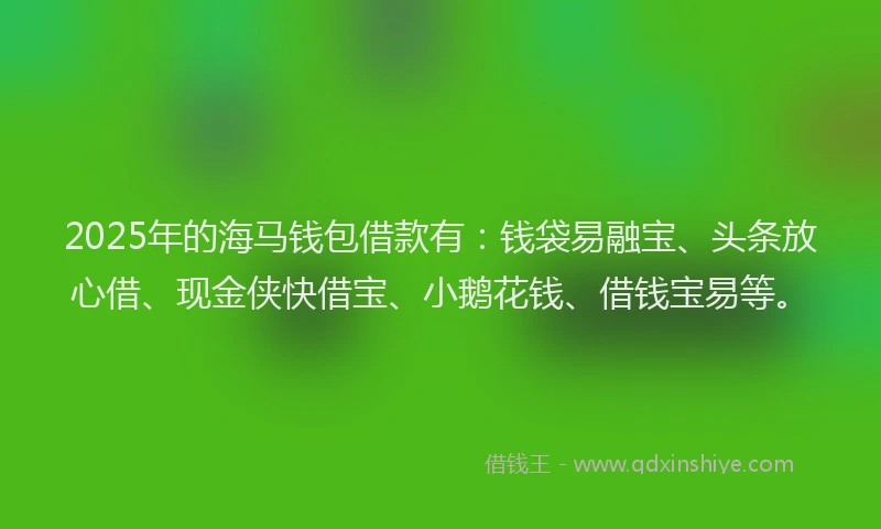 2025年的海马钱包借款有：钱袋易融宝、头条放心借、现金侠快借宝、小鹅花钱、借钱宝易等。