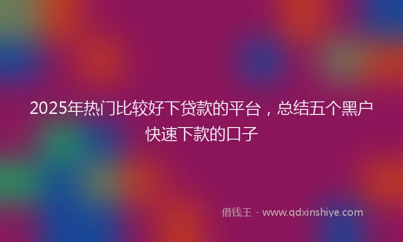 2025年热门比较好下贷款的平台，总结五个黑户快速下款的口子