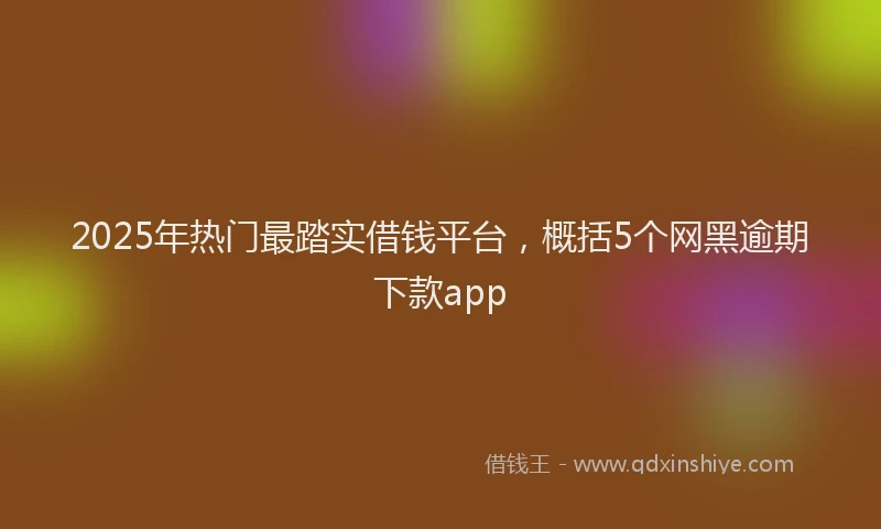 2025年热门最踏实借钱平台，概括5个网黑逾期下款app