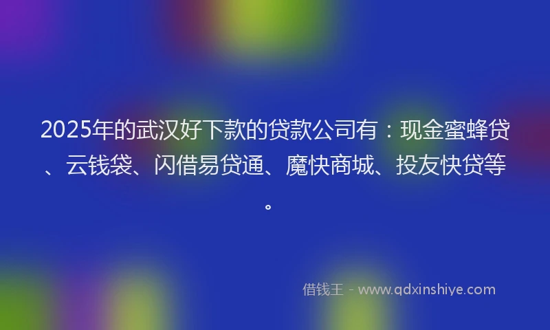 2025年的武汉好下款的贷款公司有：现金蜜蜂贷、云钱袋、闪借易贷通、魔快商城、投友快贷等。