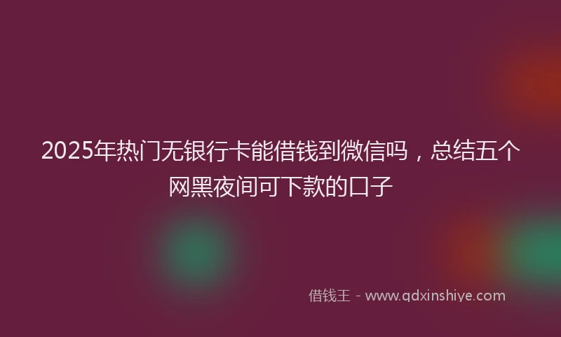 2025年热门无银行卡能借钱到微信吗，总结五个网黑夜间可下款的口子