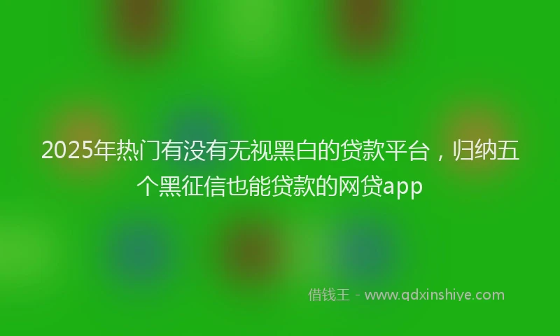 2025年热门有没有无视黑白的贷款平台，归纳五个黑征信也能贷款的网贷app