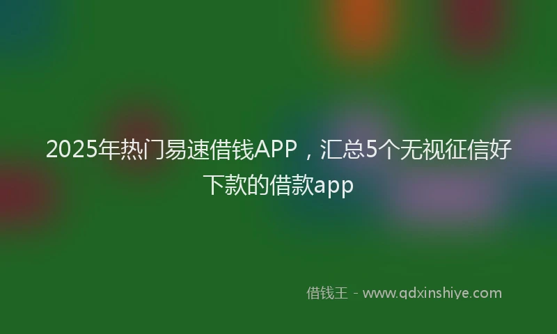 2025年热门易速借钱APP，汇总5个无视征信好下款的借款app