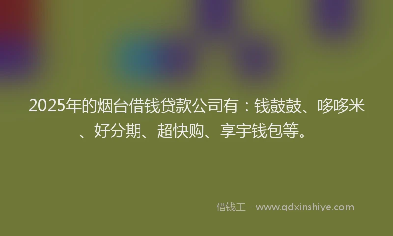2025年的烟台借钱贷款公司有：钱鼓鼓、哆哆米、好分期、超快购、享宇钱包等。
