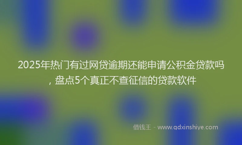 2025年热门有过网贷逾期还能申请公积金贷款吗，盘点5个真正不查征信的贷款软件