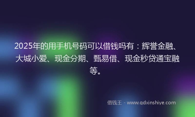 2025年的用手机号码可以借钱吗有：辉誉金融、大城小爱、现金分期、甄易借、现金秒贷通宝融等。