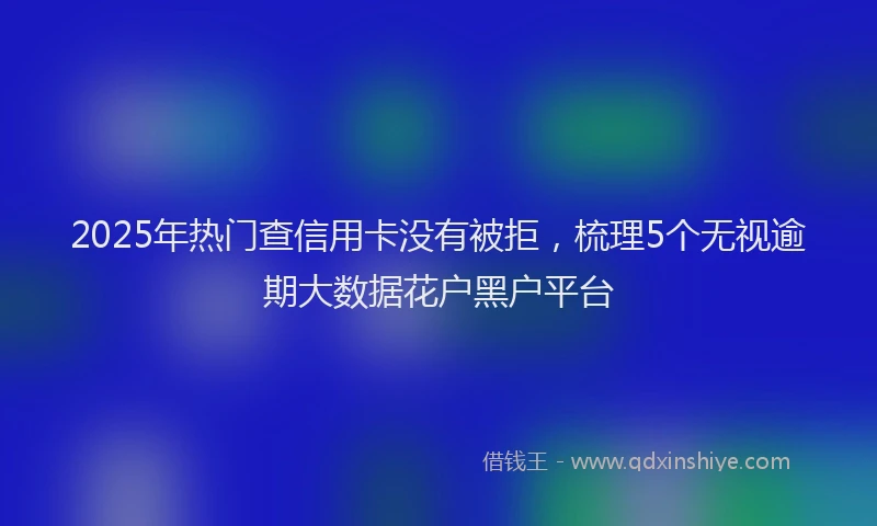 2025年热门查信用卡没有被拒，梳理5个无视逾期大数据花户黑户平台