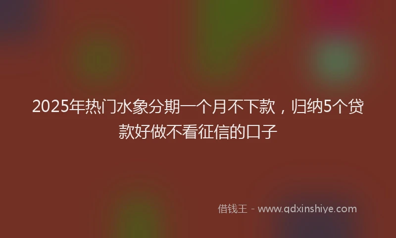 2025年热门水象分期一个月不下款，归纳5个贷款好做不看征信的口子