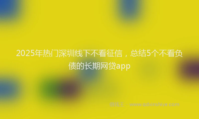 2025年热门深圳线下不看征信，总结5个不看负债的长期网贷app